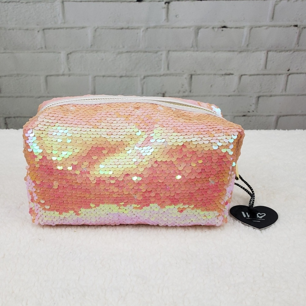 👝 NWT Imoshion Makeup Bag Reversible Sequin Vegan